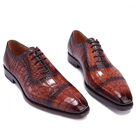 Modern Alligator Cap Toe Oxford Formal Lace-up Dress Shoes-1