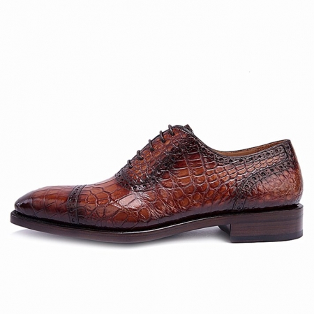 Modern Alligator Cap Toe Oxford Formal Lace-up Dress Shoes-Side