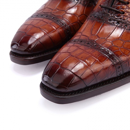 Modern Alligator Cap Toe Oxford Formal Lace-up Dress Shoes-Toe